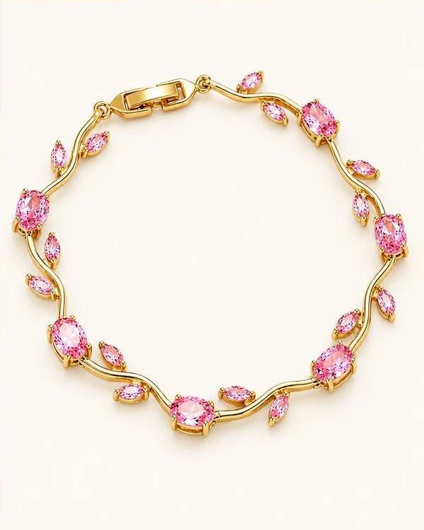 Gold Pink Tulip Bracelet